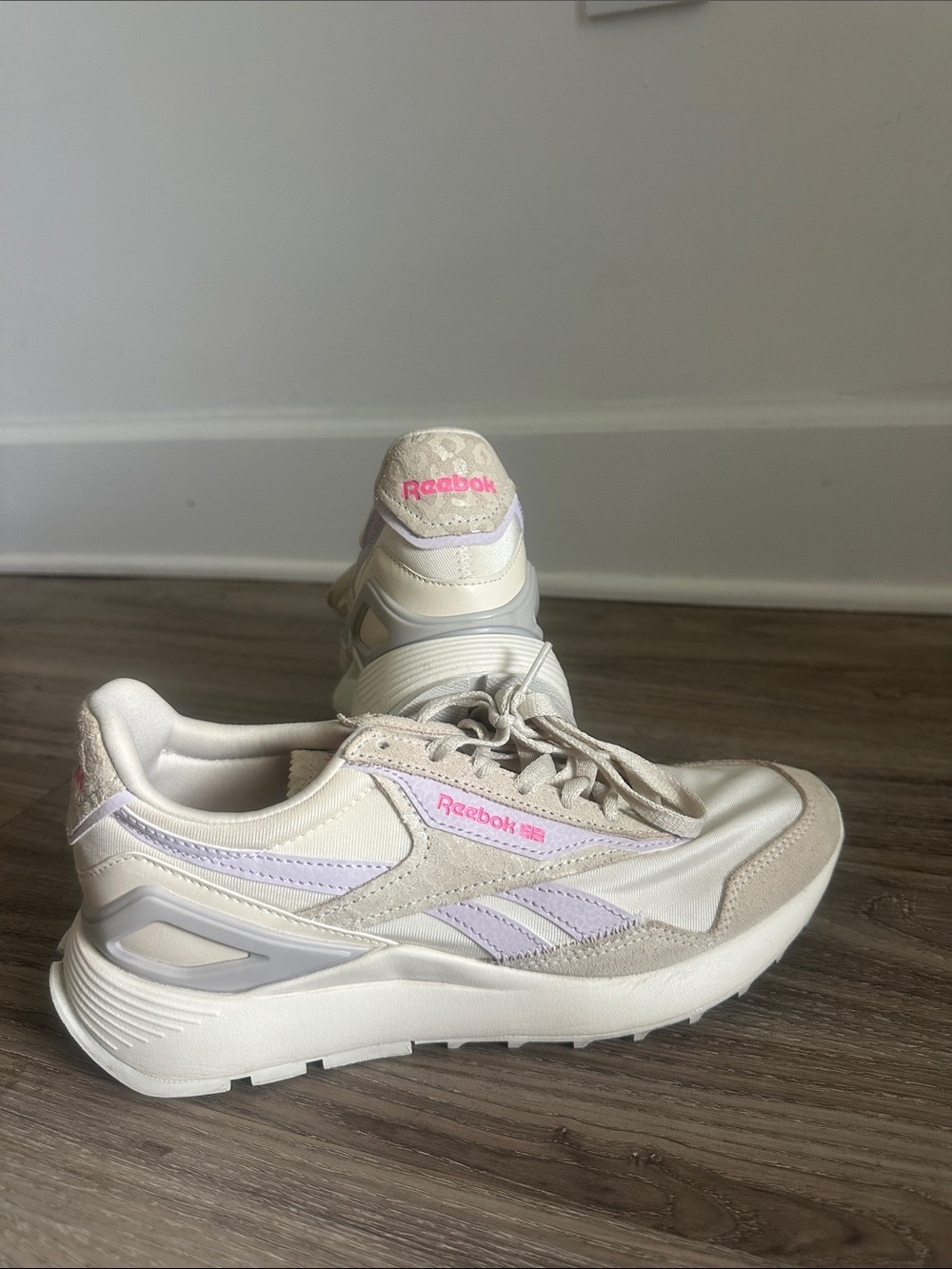 Reebok Women's Cream and Lilac Retro Runner Sneakers